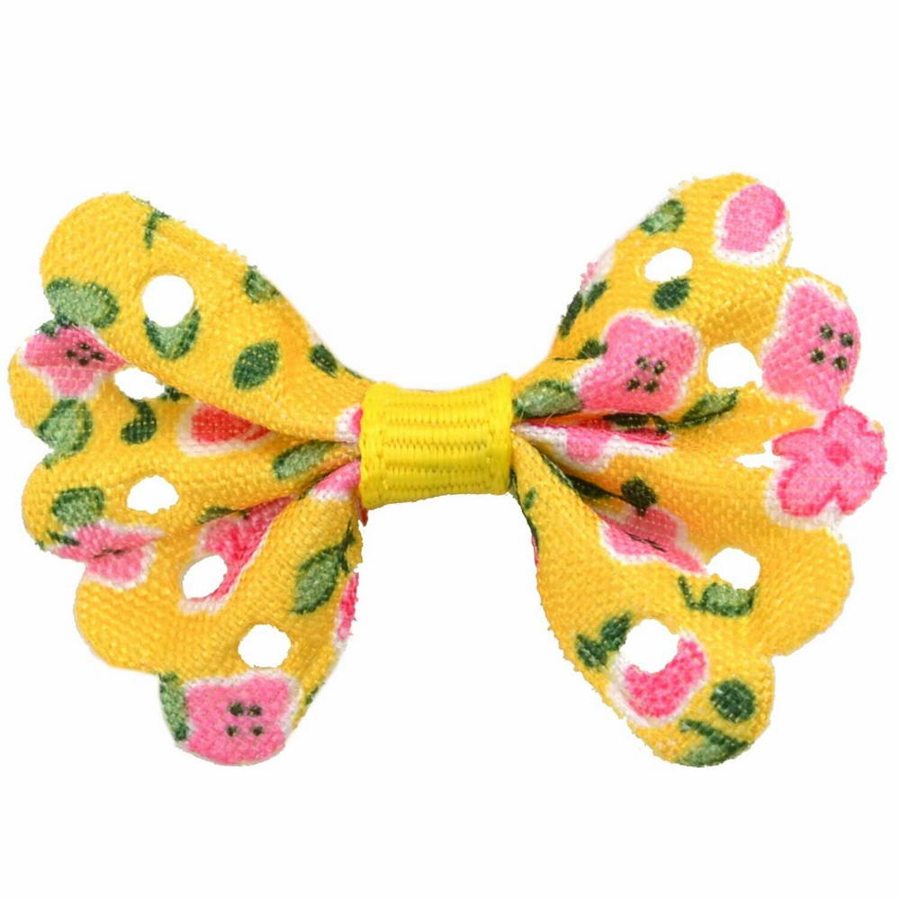 Handmade pet bow yellow with roses by GogiPet