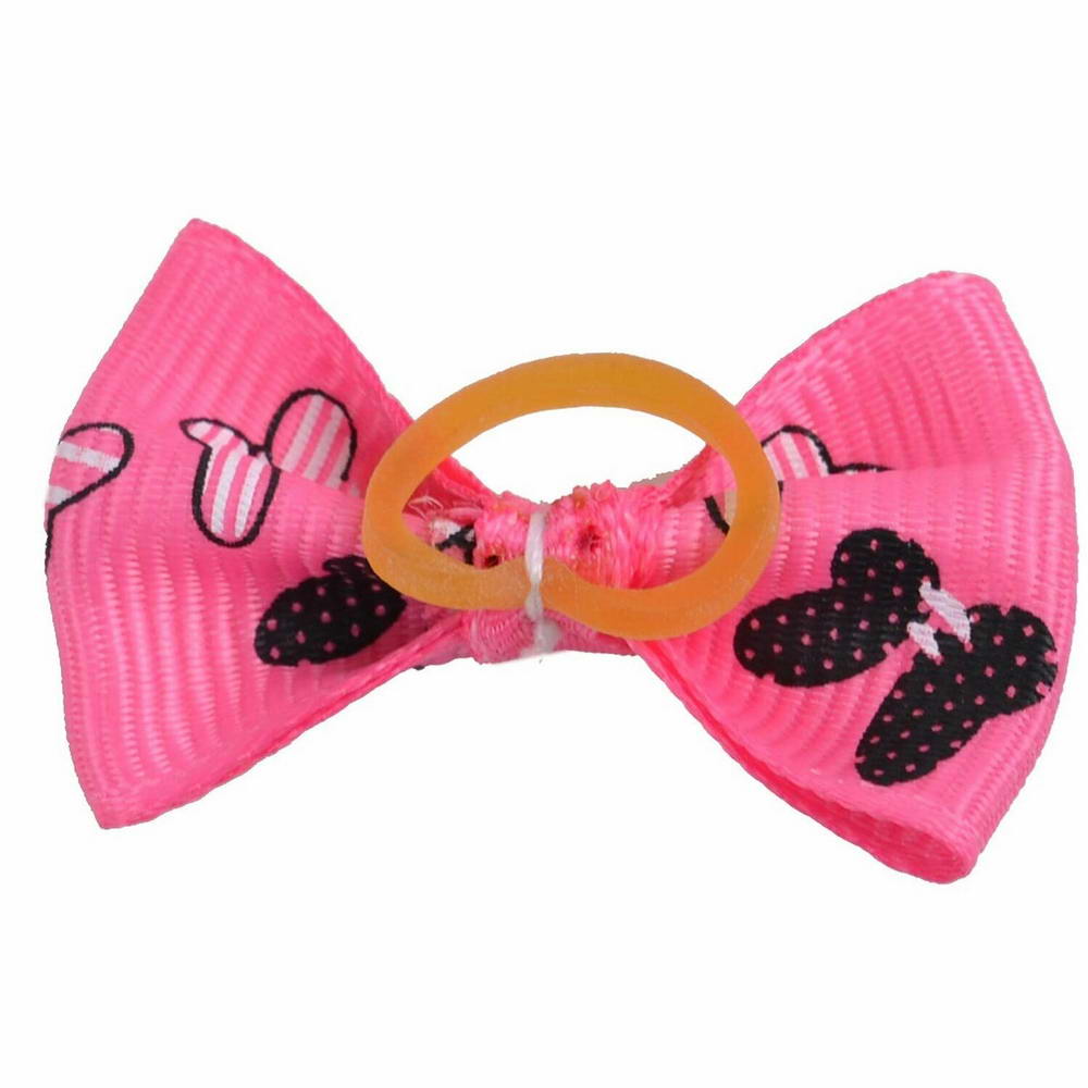 Dog hair bow rubberring "Mariposa rosa" by GogiPet