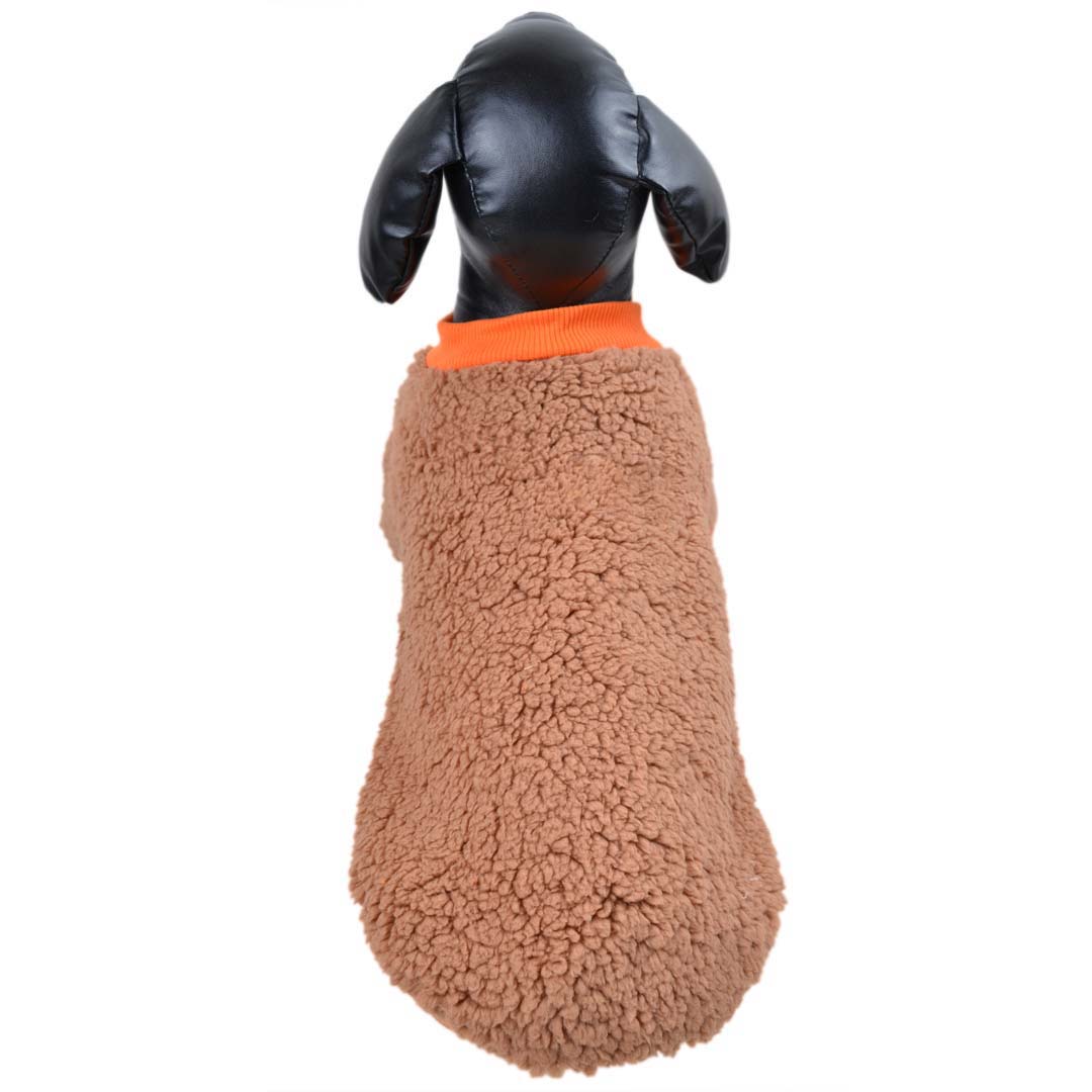 Caffee brown dog pullover in cosy, warm sherpa fleece