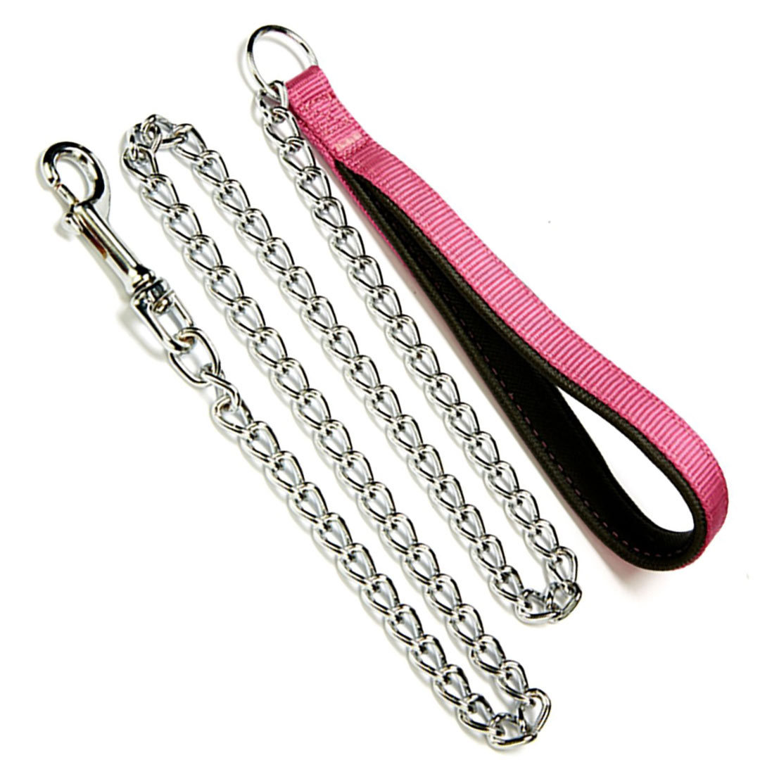 Chains dog leash with augers chain and purple lined handle