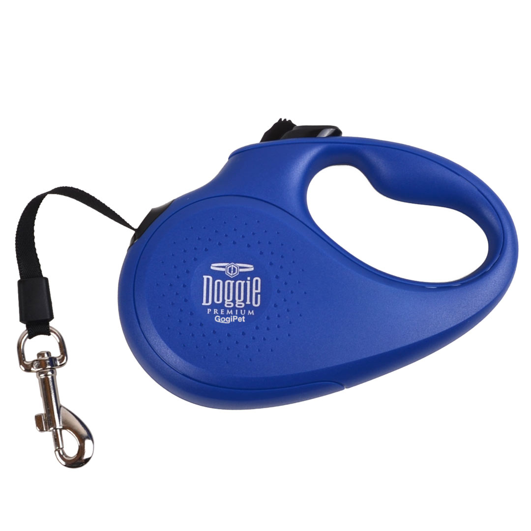 Blue roll-up leash from the GogiPet Doggie Premium Series