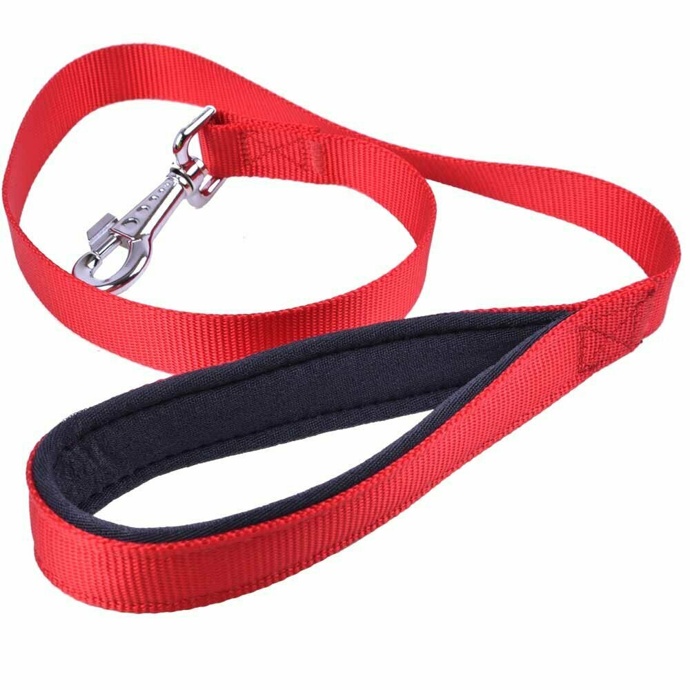 Red dog leash with padded handle