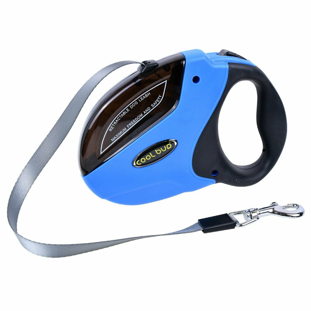 Extremely sturdy dog leash for dogs up to 50 kg - Roll roll-up dog leash blue with retract function