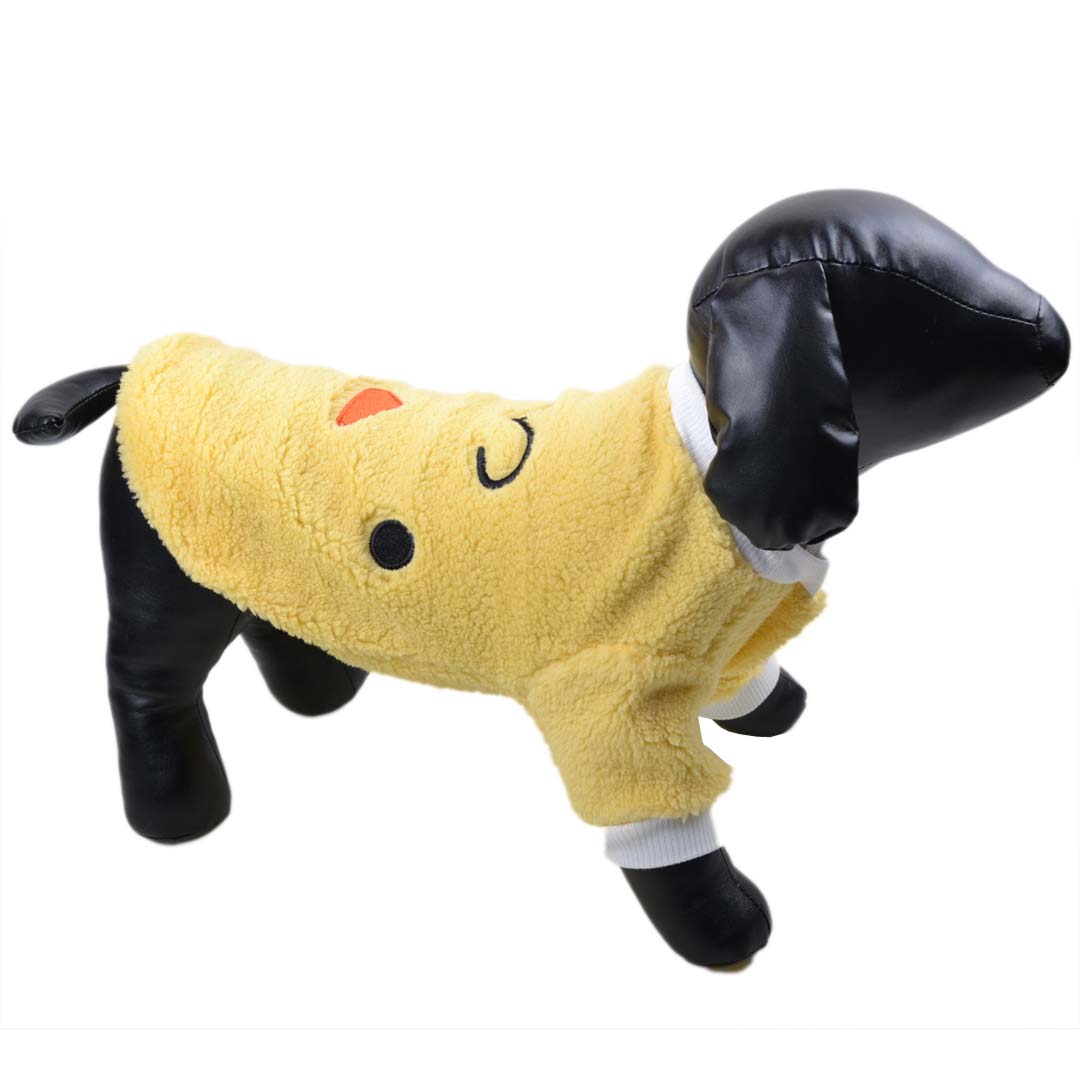 especially fluffy dog pullover yellow with chicks