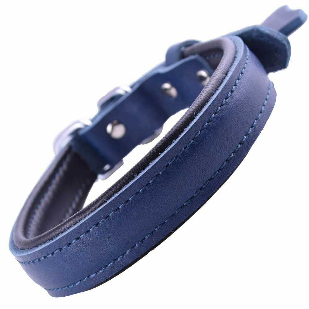 GogiPet ® Soft leather dog collar blue with 45 cm