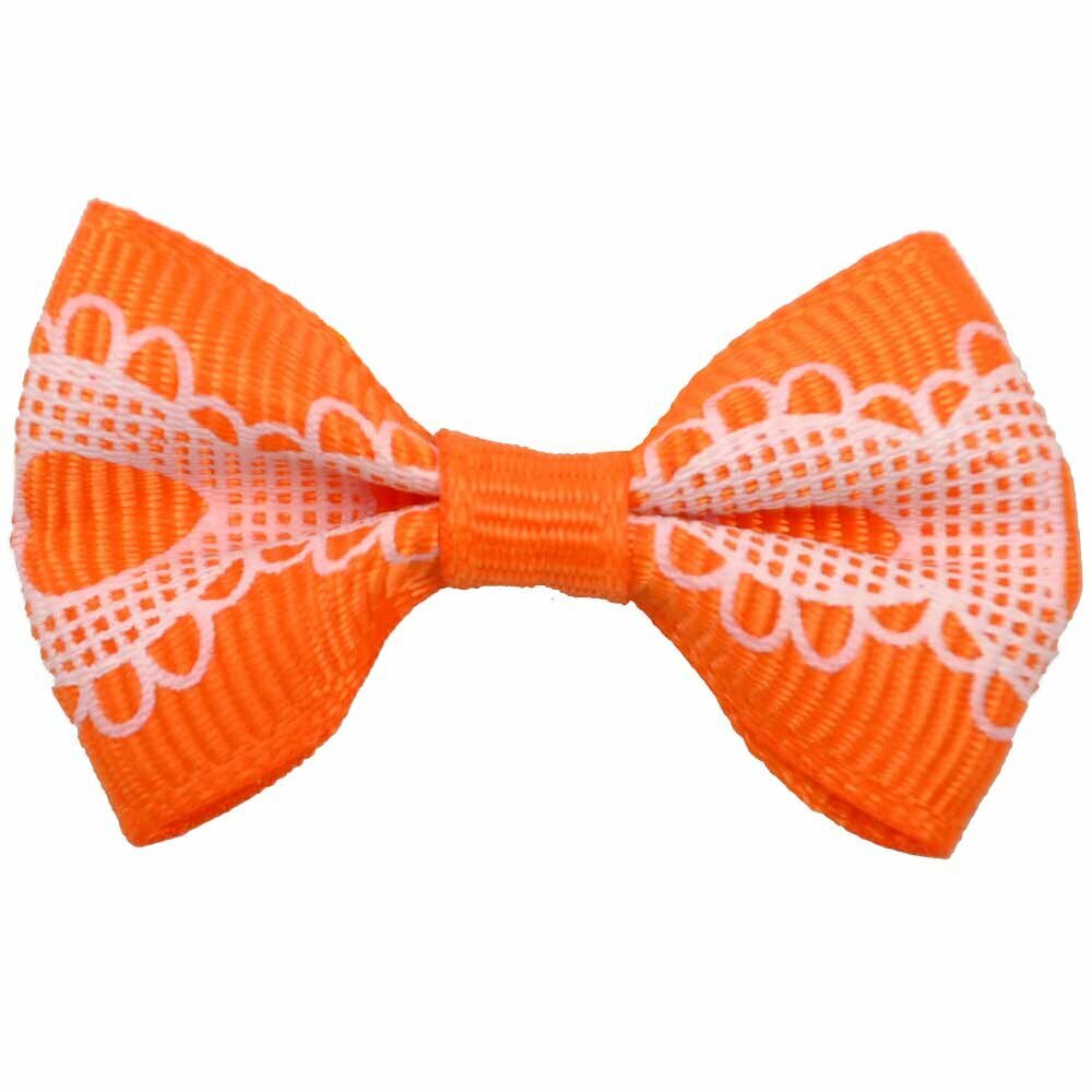 Handmade dog bow "Chiquita orange" by GogiPet