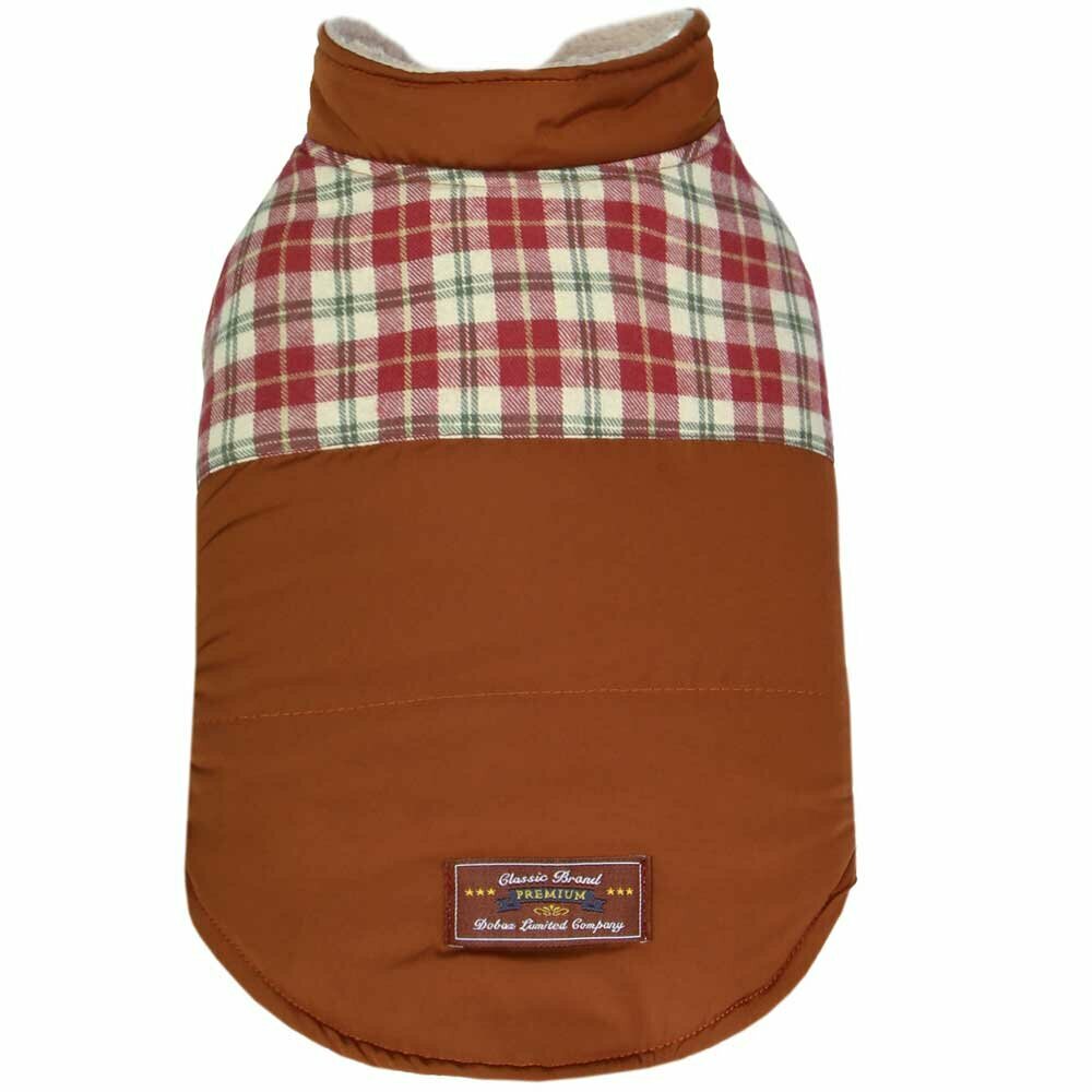 Brown, sleeveless winter jacket for dogs by GogiPet