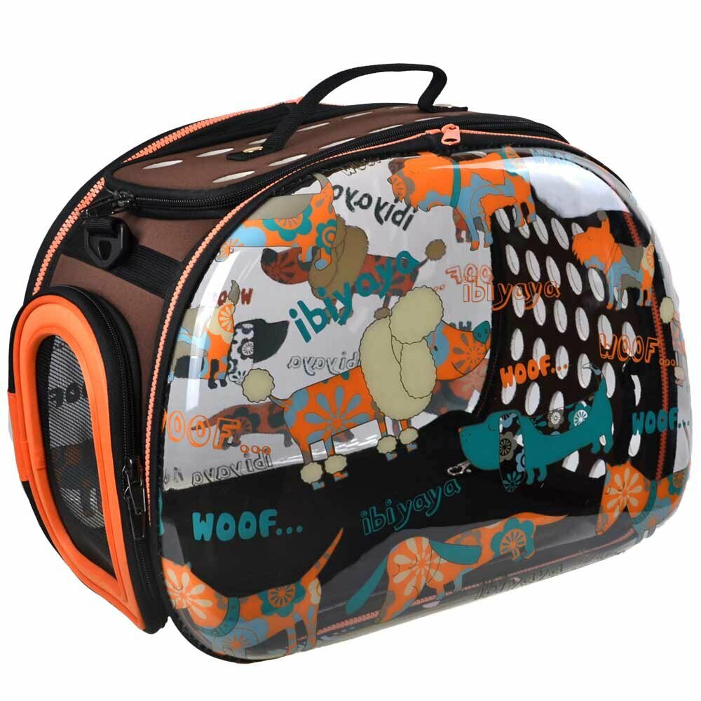 Designer dog carrier with funny dogs