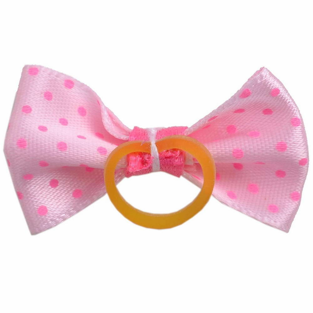Dog hair bow rubberring light pink with dots by GogiPet