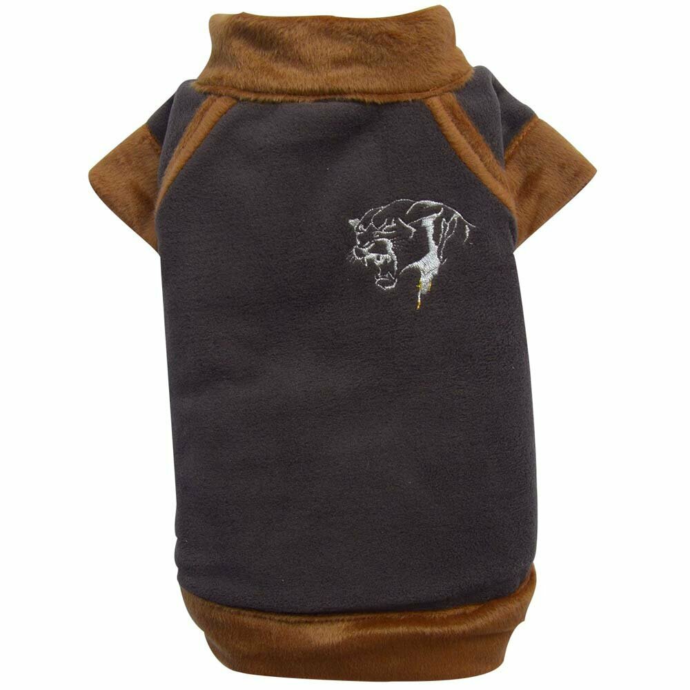 warm dog clothing aud double Fleece brown with panther head of DoggyDolly W057