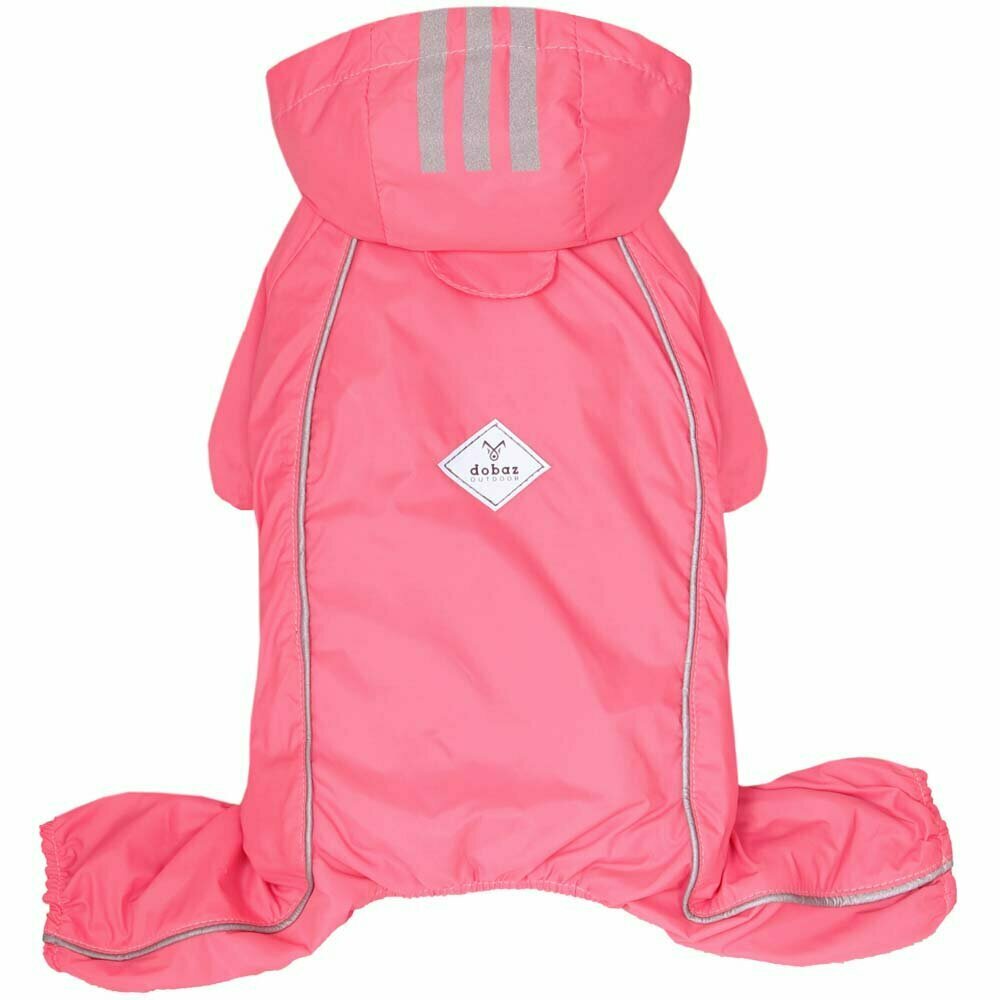 Pink dog raincoat with detachable hood