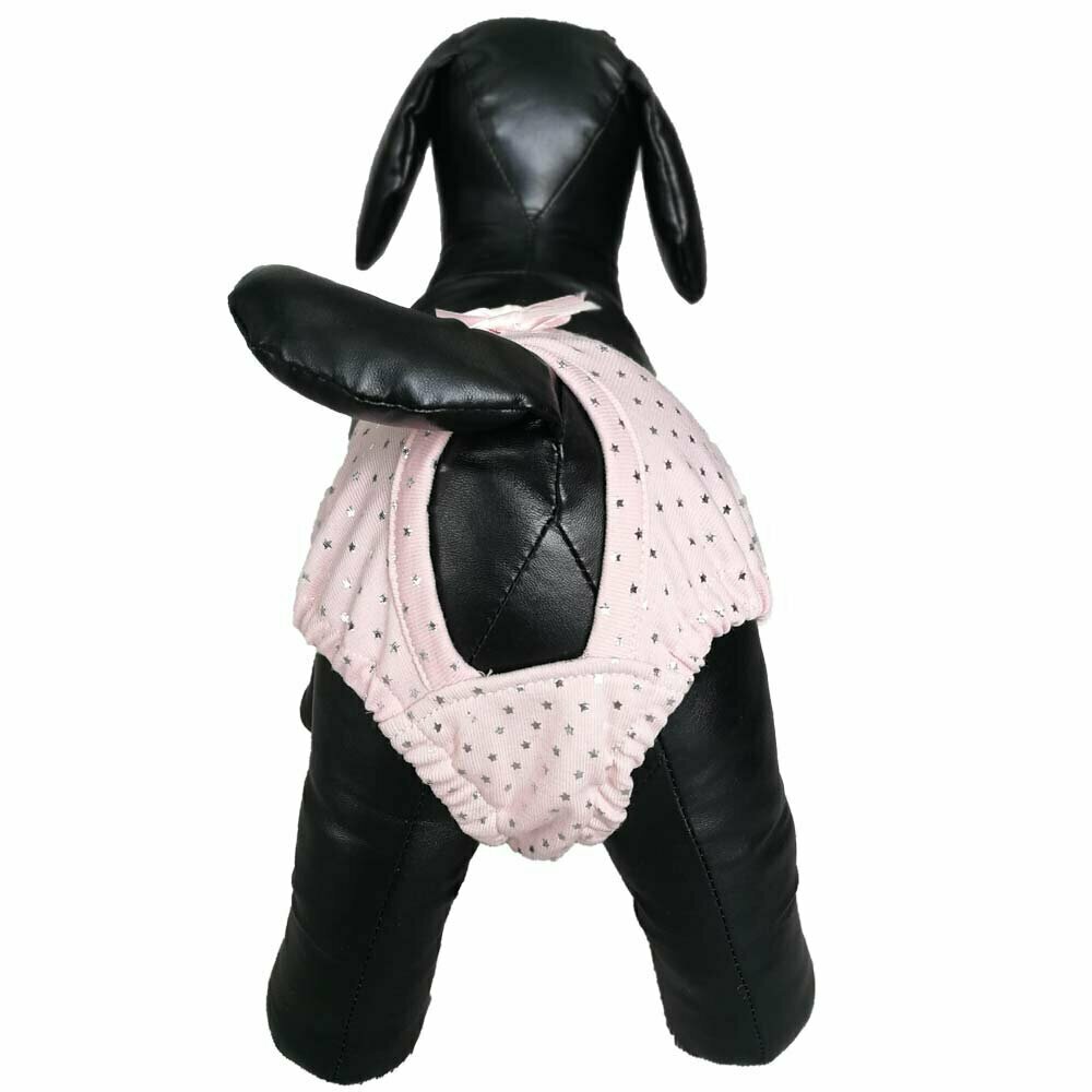Sanitary pants for dogs Pink with stars and bows
