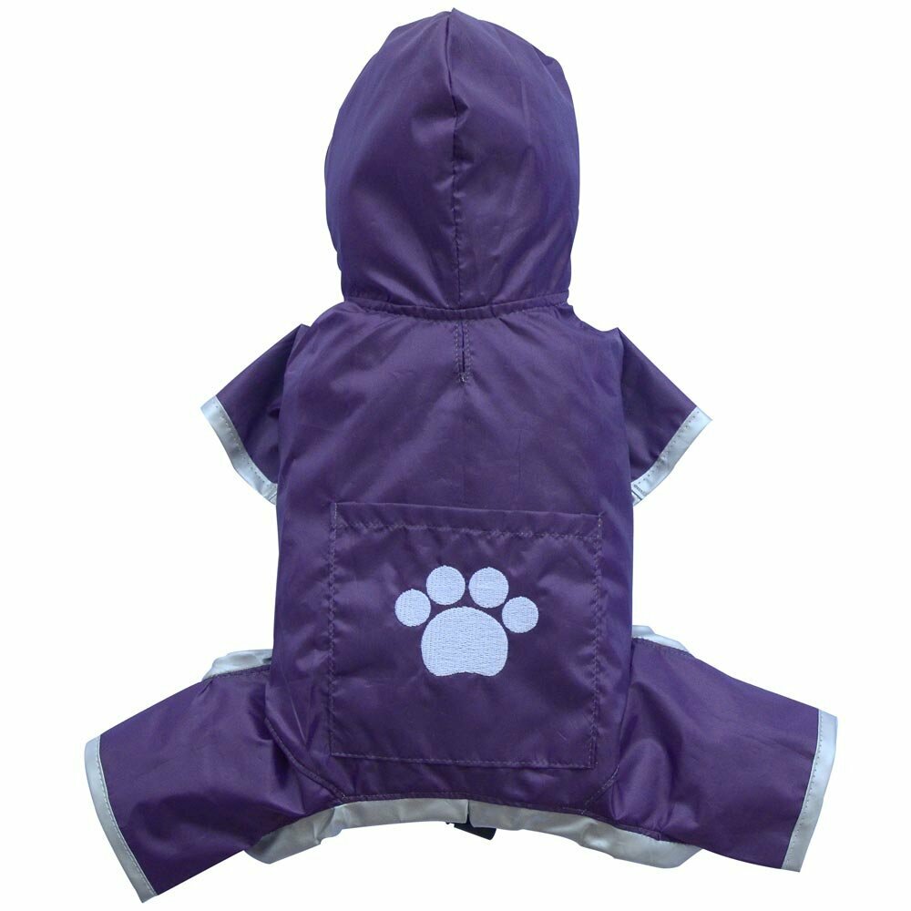 Hooded dog raincoat 4 legs purple by DoggyDolly DR 036