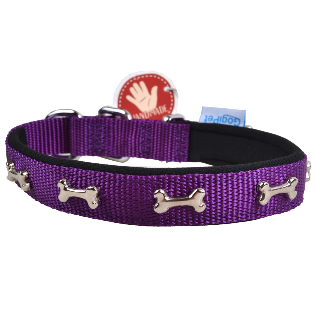 Beautiful dog collar in purple super premium nylon fabric
