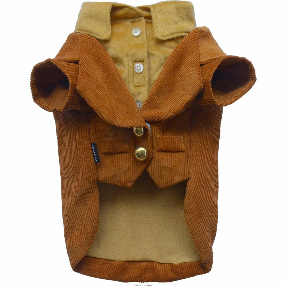 Warm brown DoggyDolly corduroy dog suit from DoggyDolly J007