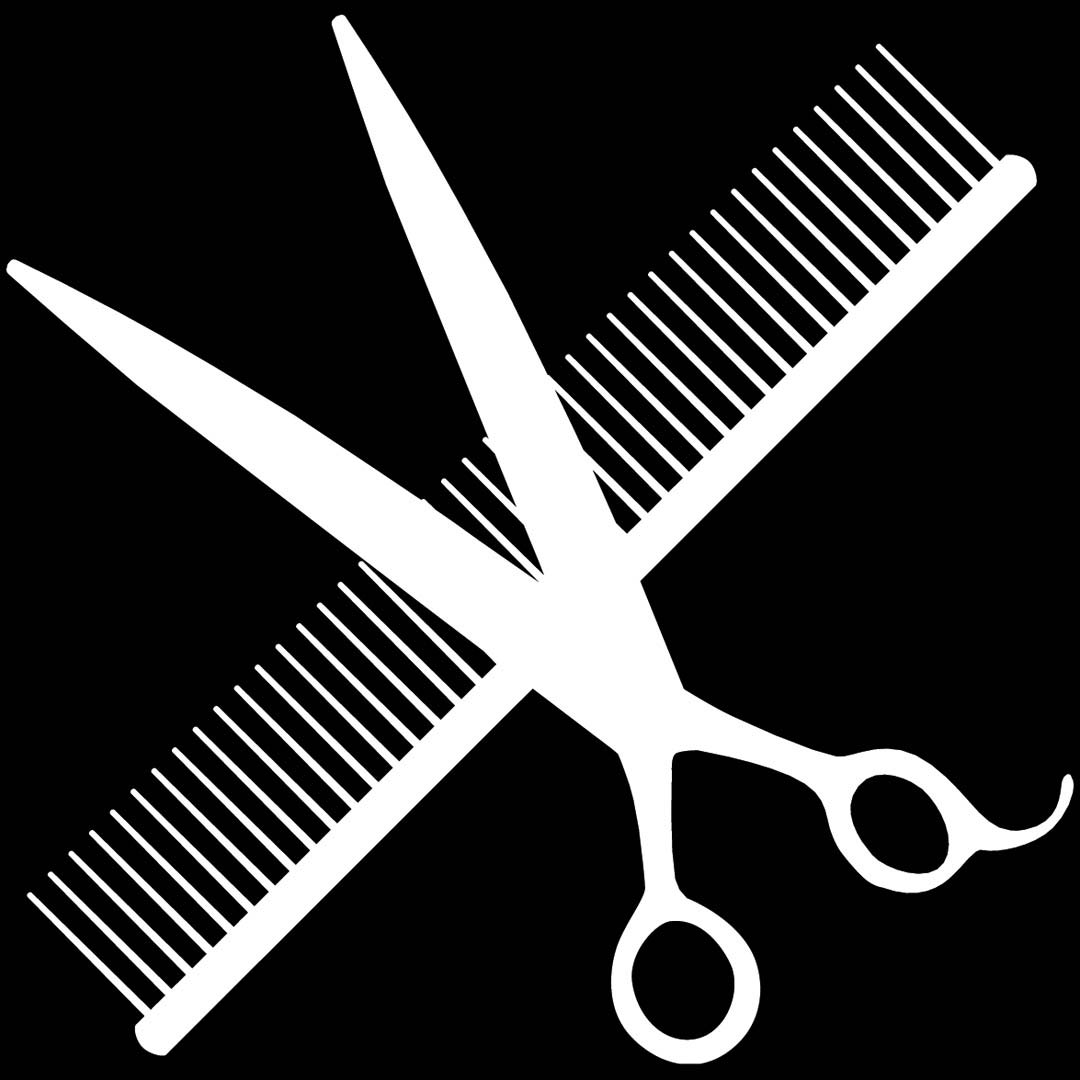 White Scissors and Comb Sticker - Sticker for Advertising and Decorating Your Dog Salon