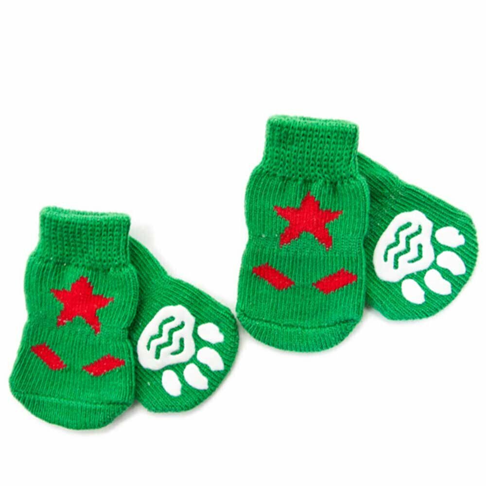 GogiPet dog socks green with anti-slip coating