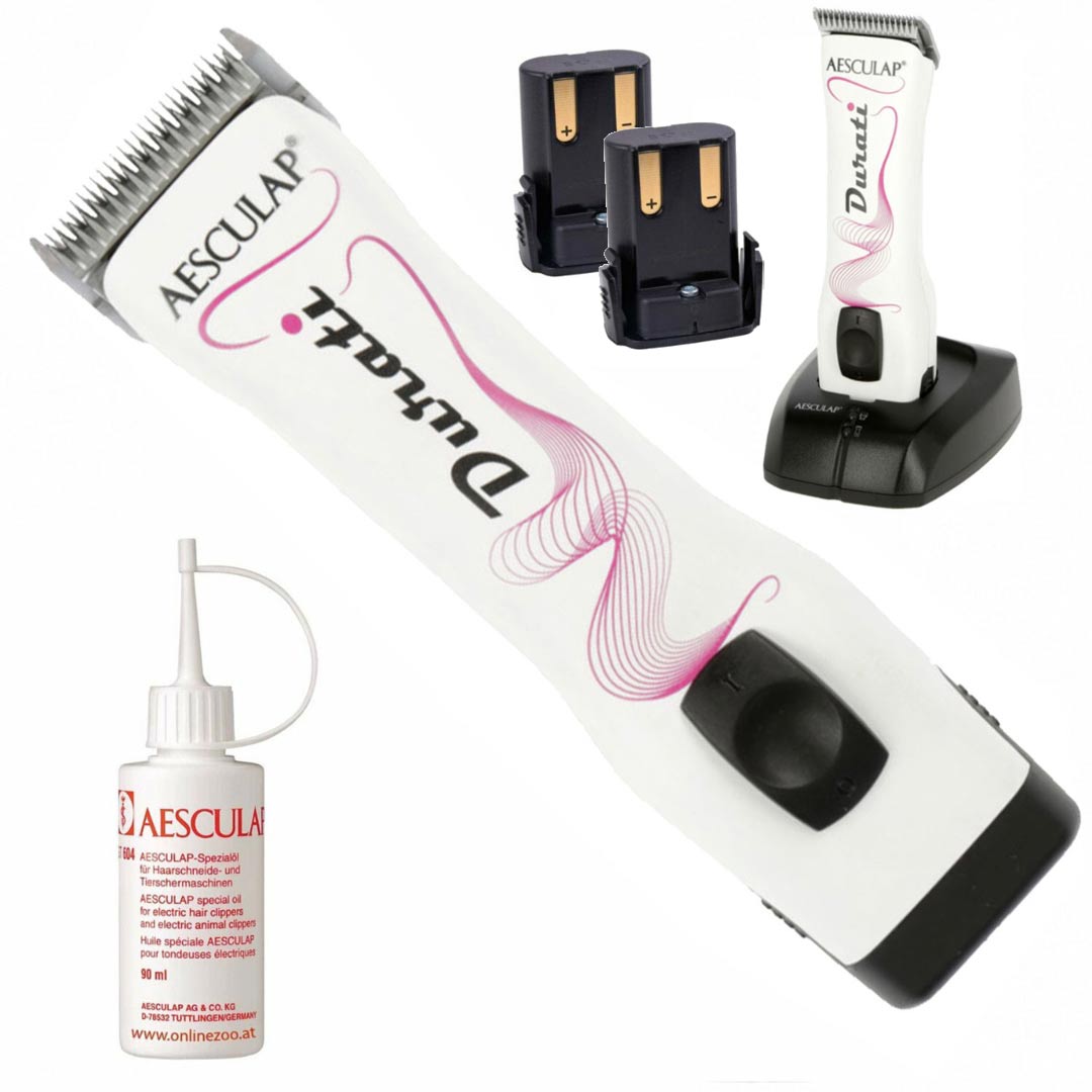 Durati ProWhite battery clipper, white, incl. 2 batteries and blades