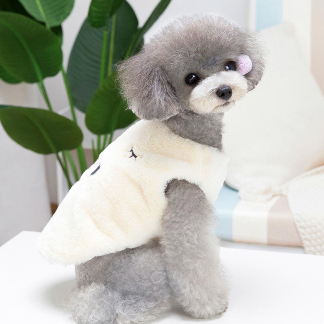 Plush Fleece Sleeveless Beige Dog Vest Pluto