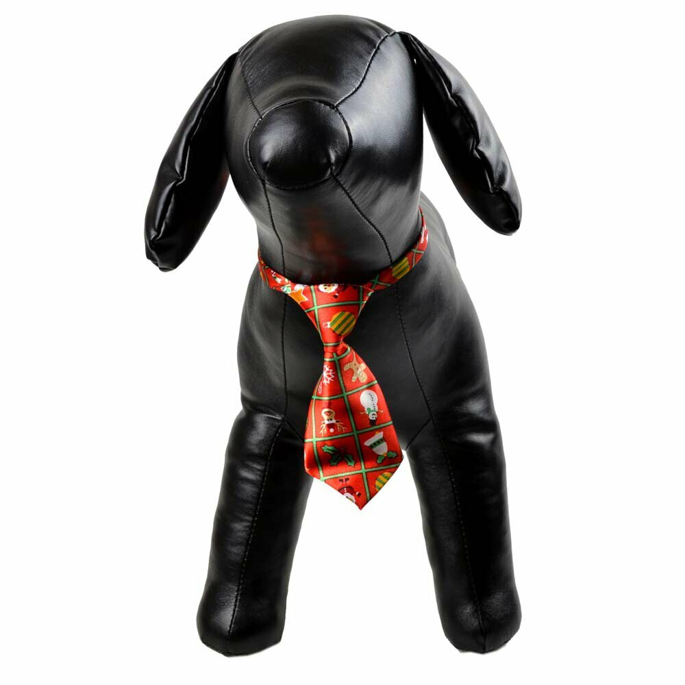 Necktie for dogs red mit Christmas symbols