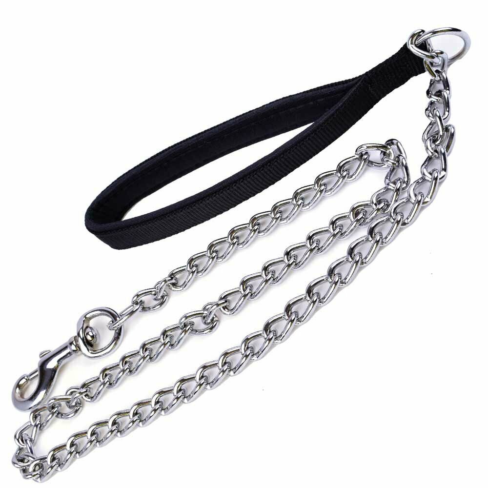 chains dog leash with snails chain and black lined handle