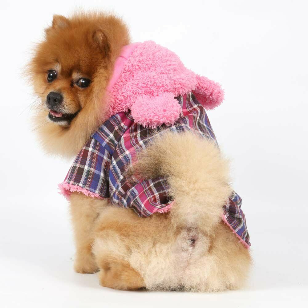 Cute dog coat with pink ears and hood
