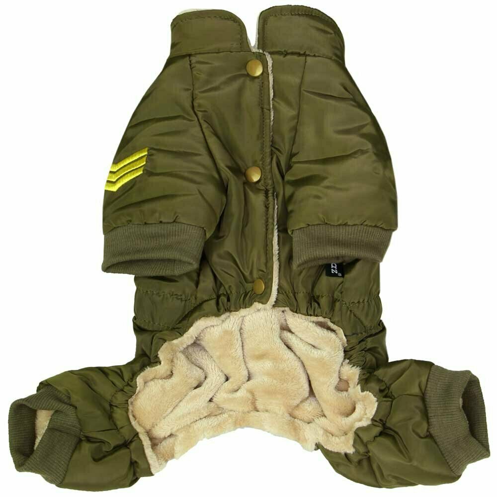 Green Air Force dog suit - warm dog clothes