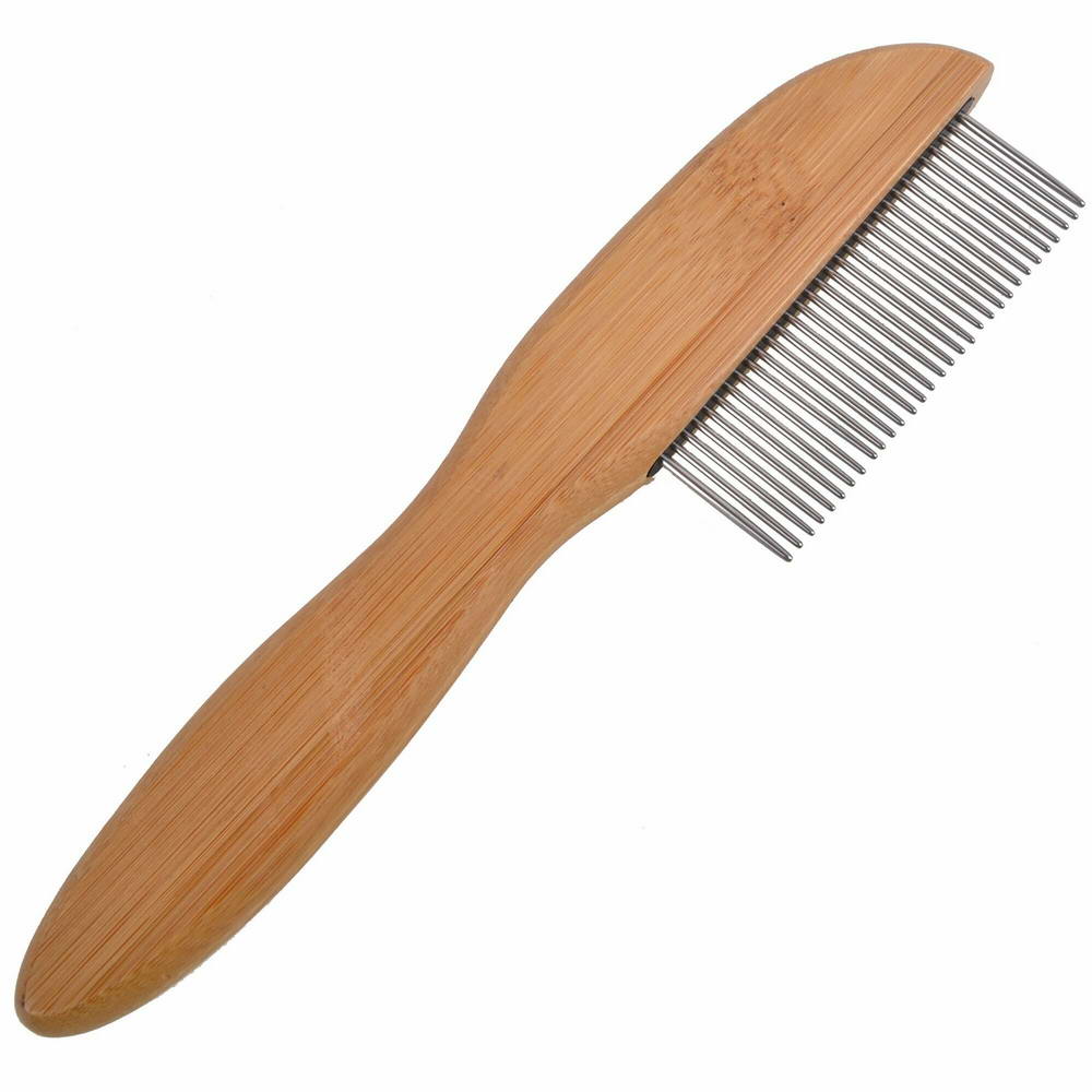 Untangle comb fine with rotating teeth and bamboo handle