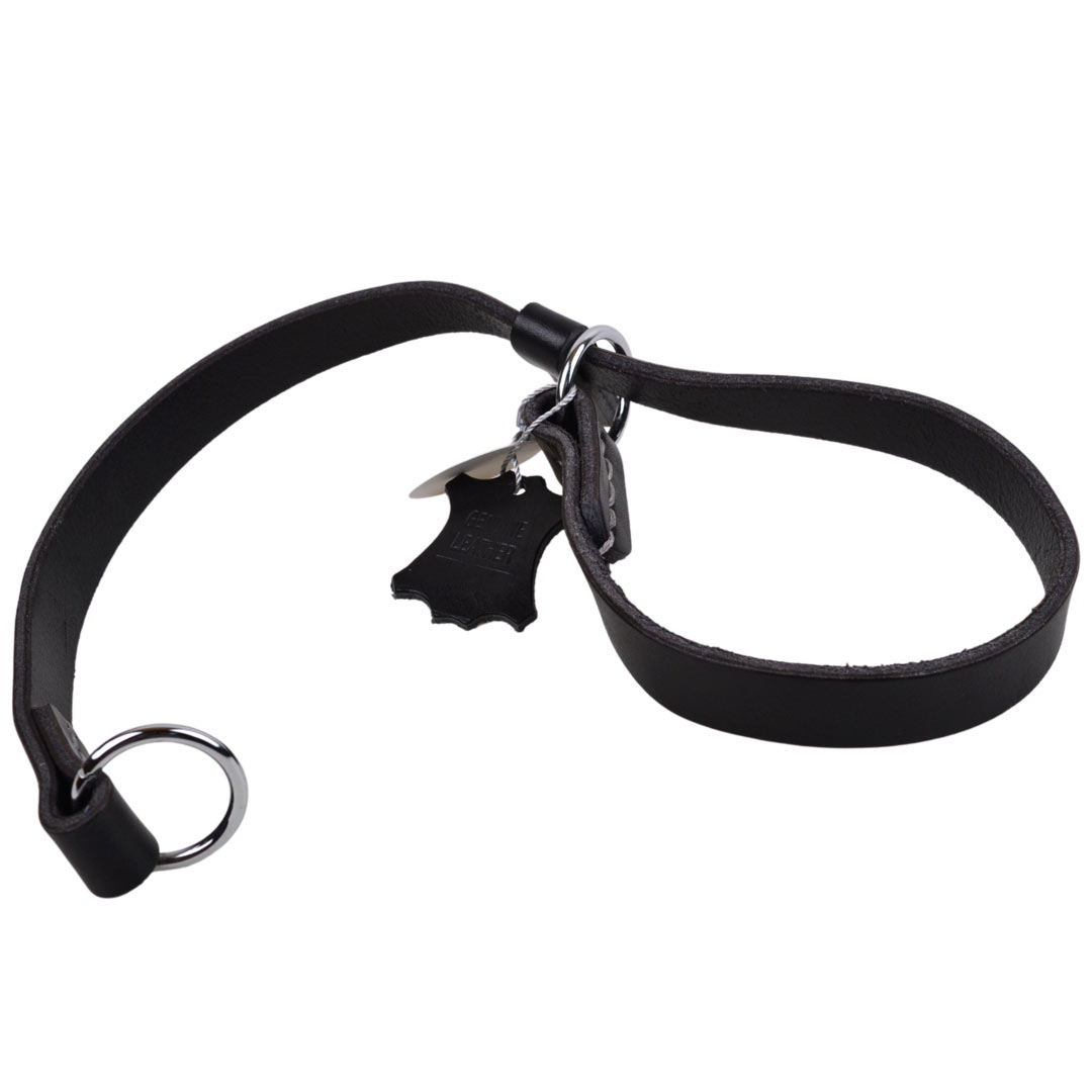 Real leather slip-on dog collar, Black handmade dog collar made of real leather