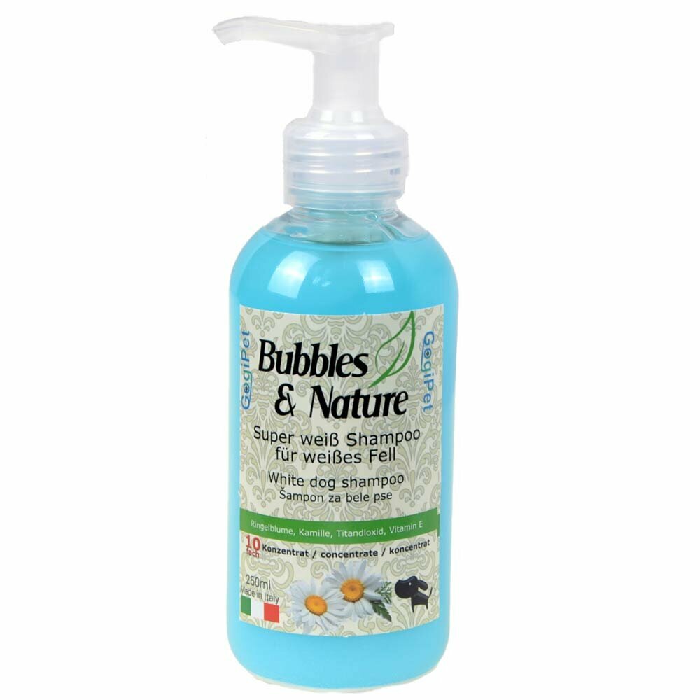 White dog shampoo for white dogs by GogiPet Bubbles & Nature