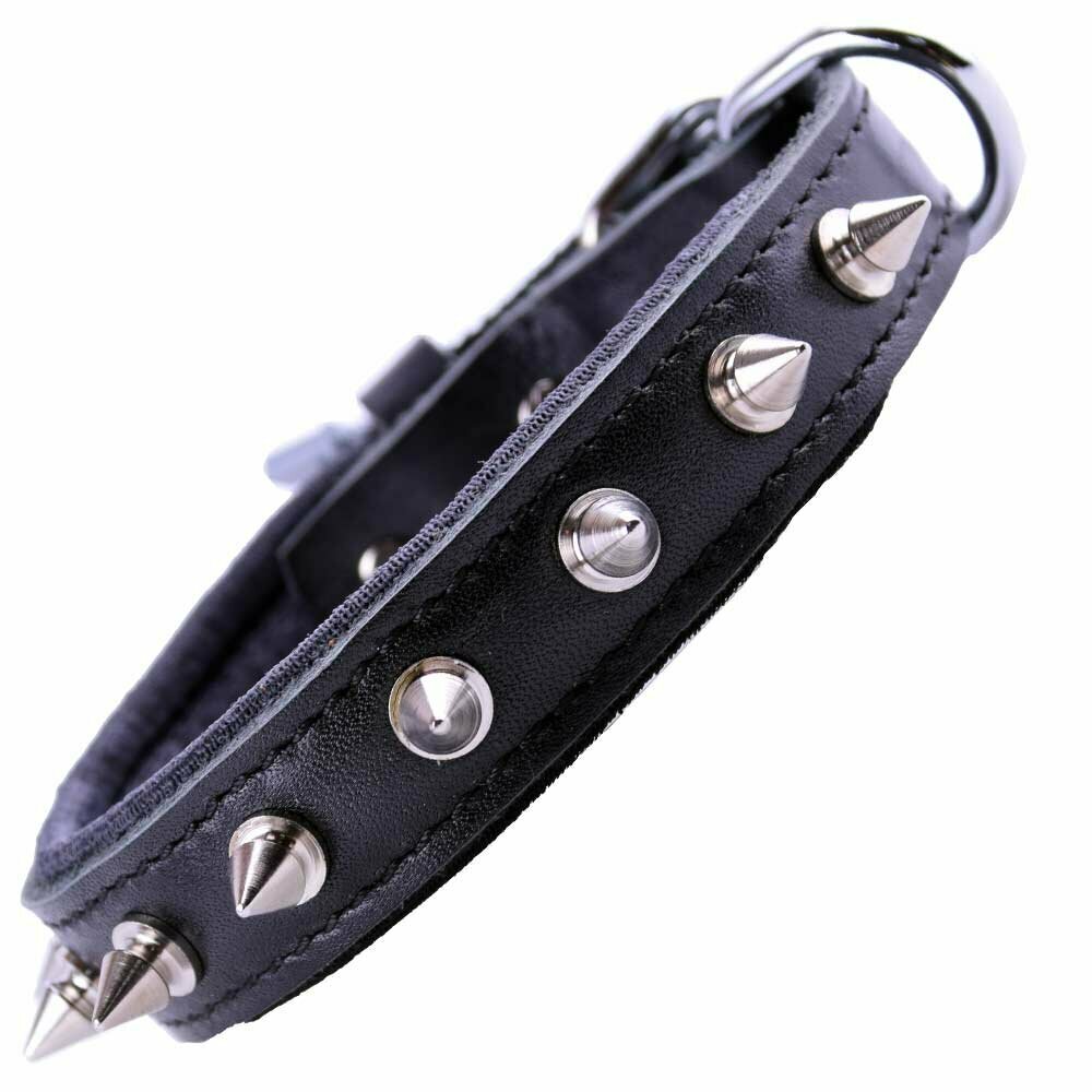 Black spike leather dog collar - Handmade spike dog collar