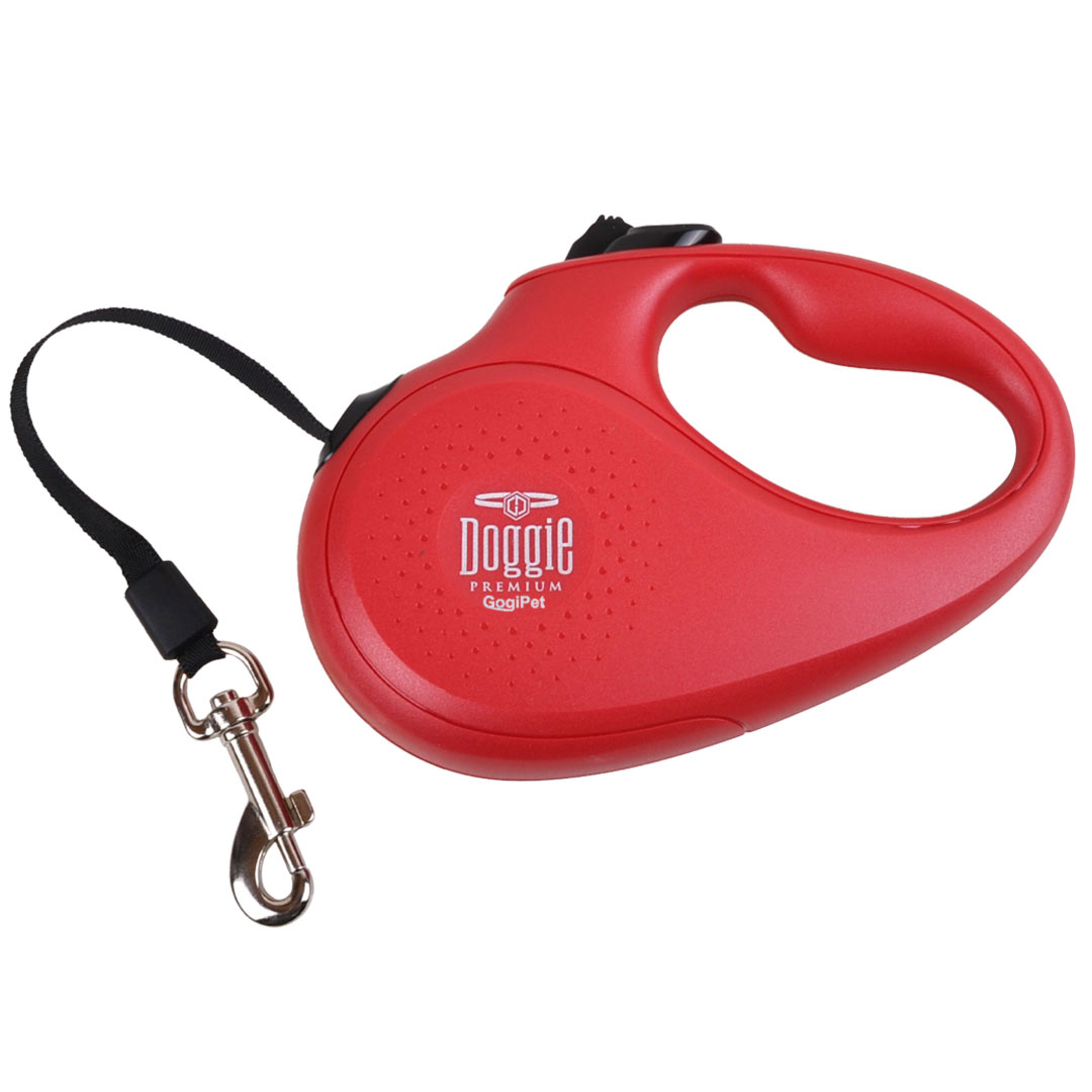Red retractable leash from the GogiPet Doggie Premium Series