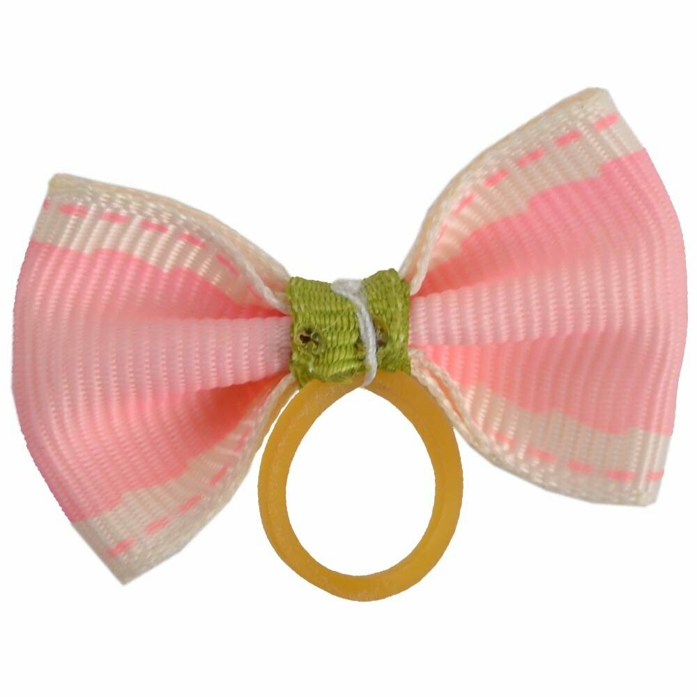 Dog bow with rubber ring - "Lucie pink" by GogiPet
