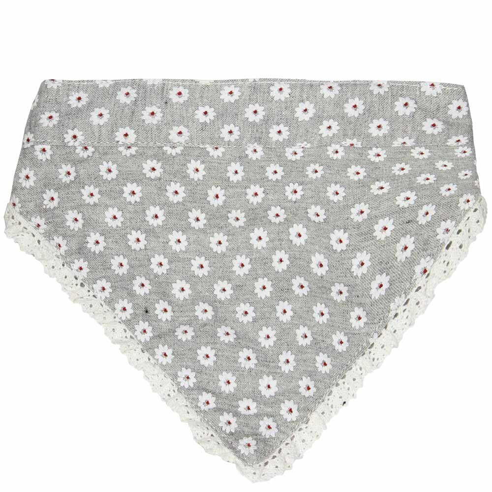 Dog collar or back cloth gray with white flowers