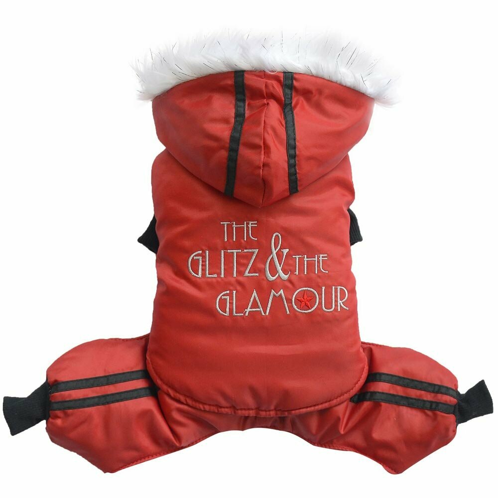 Glitz & Glamour dog snowsuit red