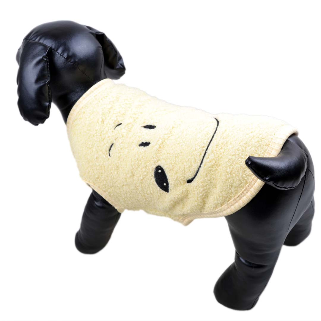Yellow dog pullover made from light, cuddly soft fleece
