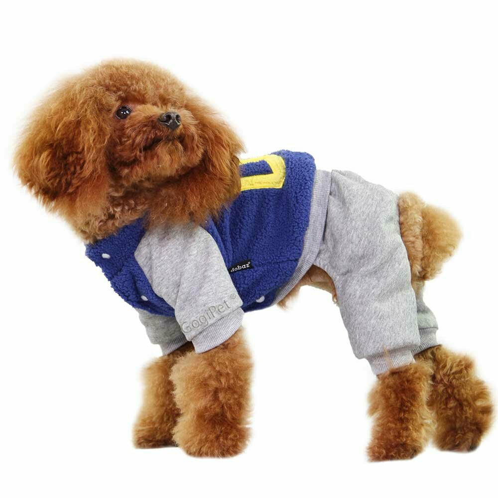 Fluffy Dog Jogger 08 Blue - warm dog clothes by GogiPet®