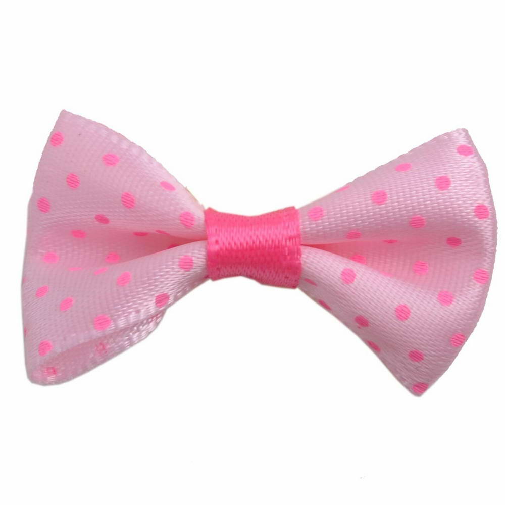 Handmade dog bow light pink with polka dots by GogiPet