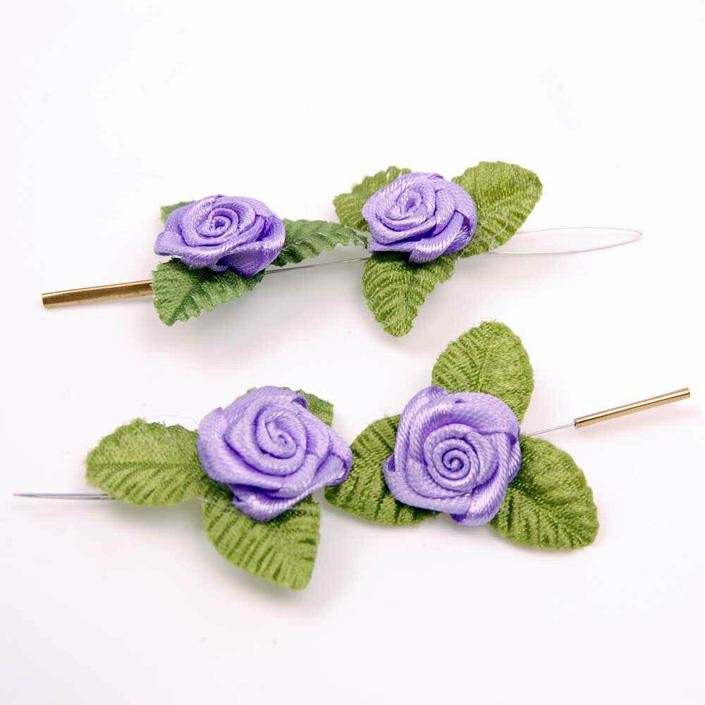 4 Pack hair jewelry - purple fabric roses