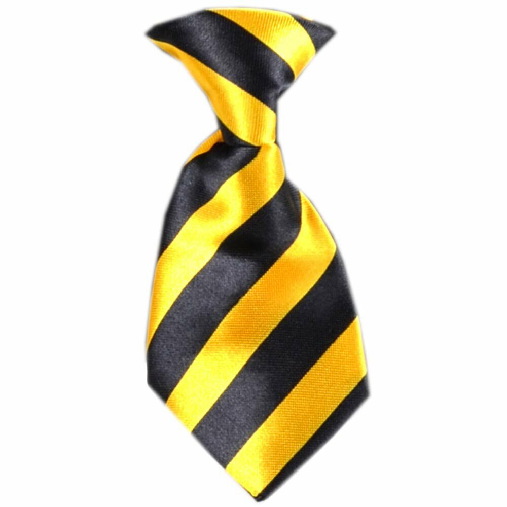 Dog tie black, yellow striped