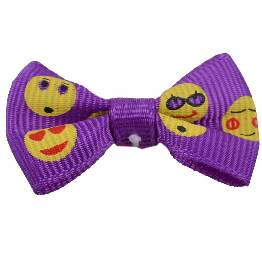 Handmade dog bow Purple Smiley by GogiPet