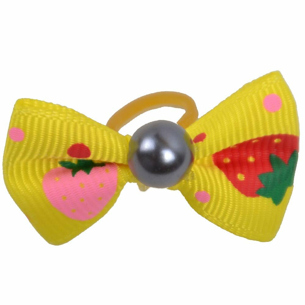 Yellow pet bow with pearl
