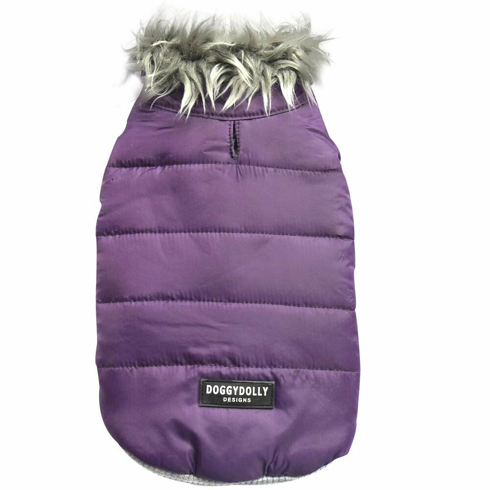 Purple dog anorak for the winter without sleeves