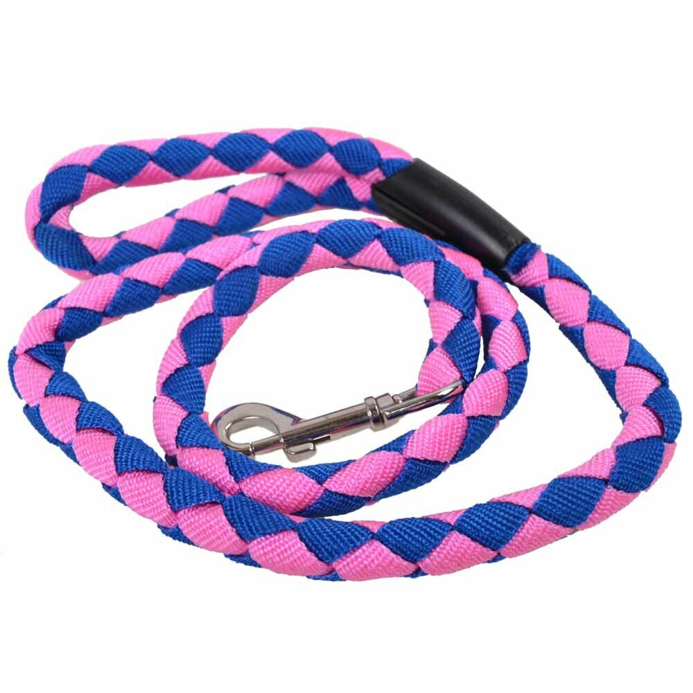 GogiPet dog leash made of durable nylon fabric pink blue