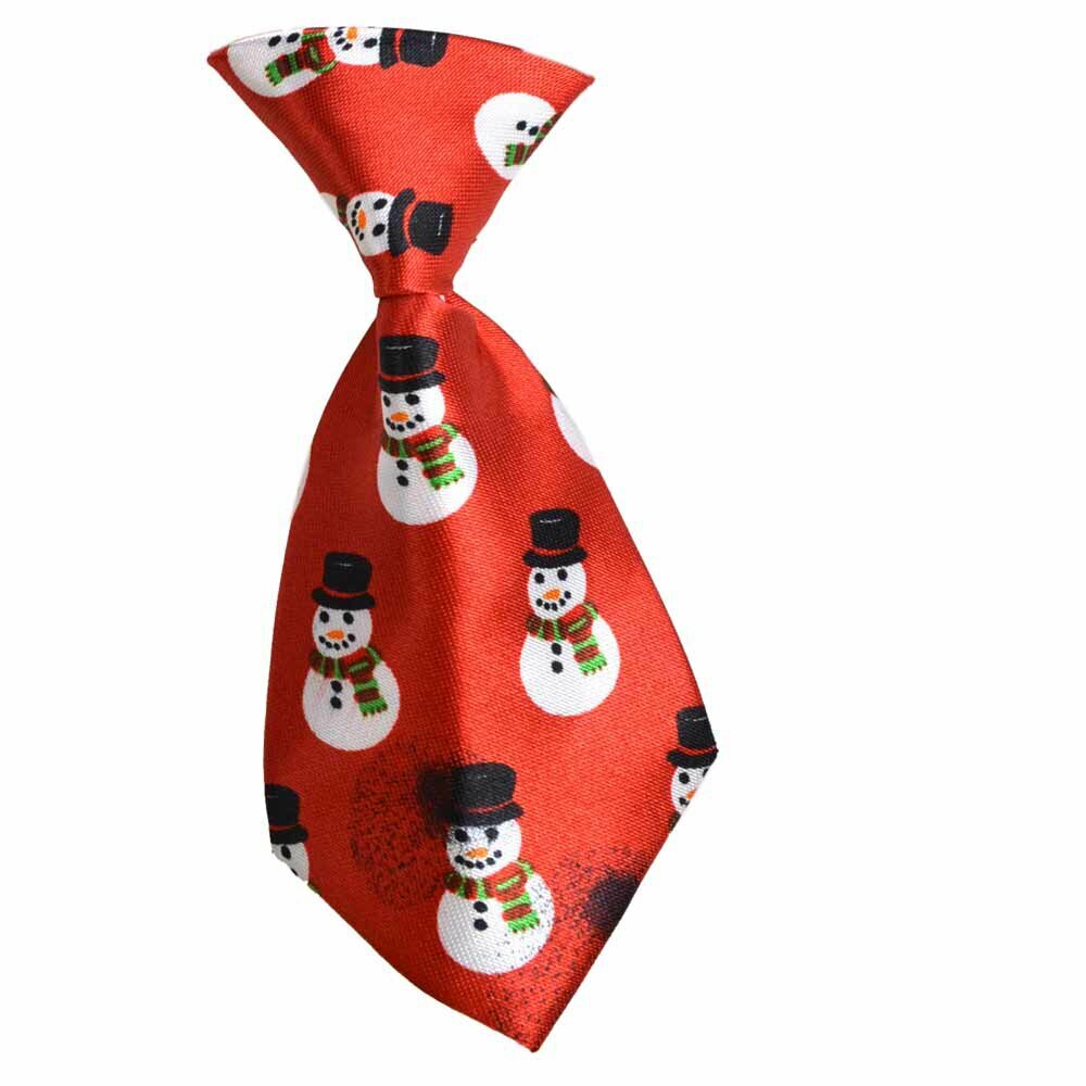 Dog tie snowman red