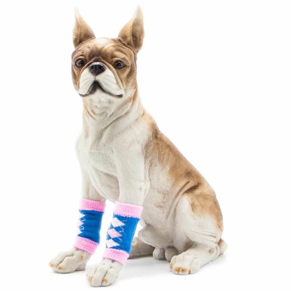 Leggings for dogs blue pink checked