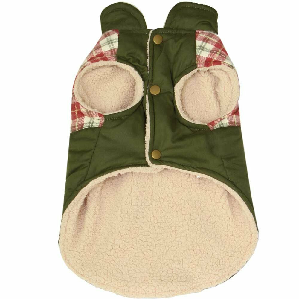 Olive, sleeveless winter jacket for dogs