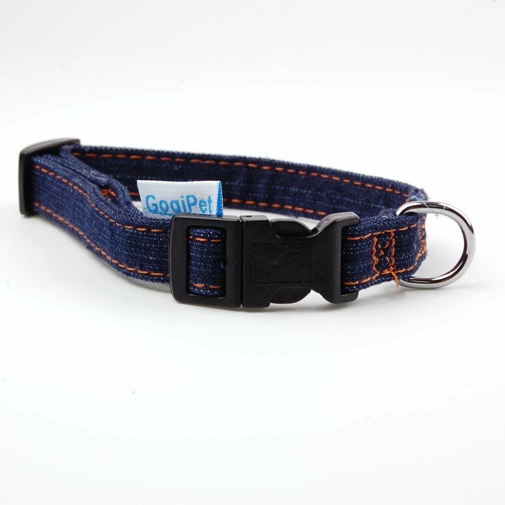 GogiPet ® collar made of Demin Blue Jeans now with clip