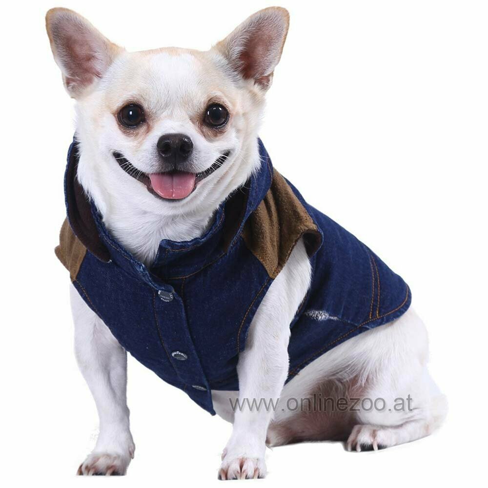 warm dog garment made of denim