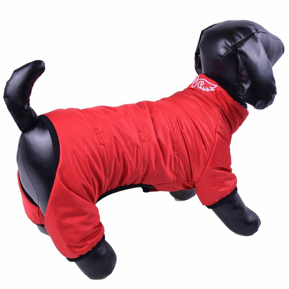 Snow suit for dogs red with 4 legs